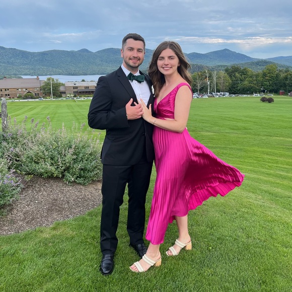 Abercrombie Satin Pleated Cutout Maxi Dress - Hot Pink. Women’s size Small. - Picture 6 of 6